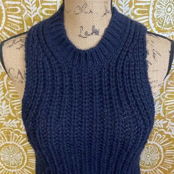 Stine Goya Annemarie Chunky Knit Sleeveless Vest in Navy size XS - Picture 5 of 11